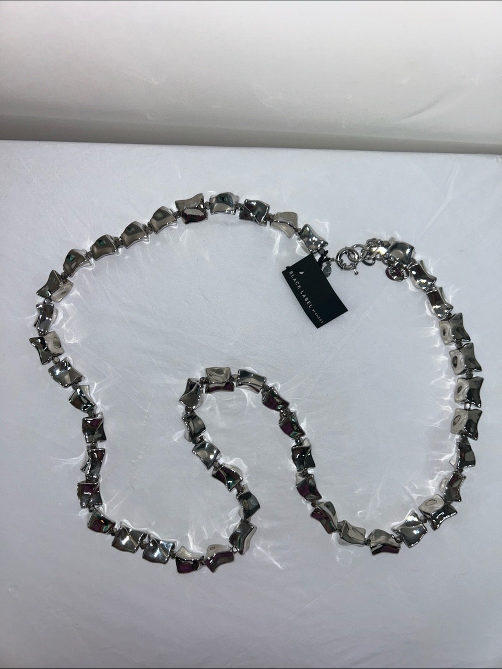 Black Label Silver Statement Linked Necklace